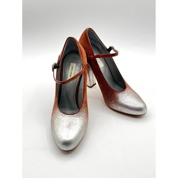 Marc Jacobs Suede Metallic Mary Jane Women Heels Size 37.5 EU - Picture 1 of 8